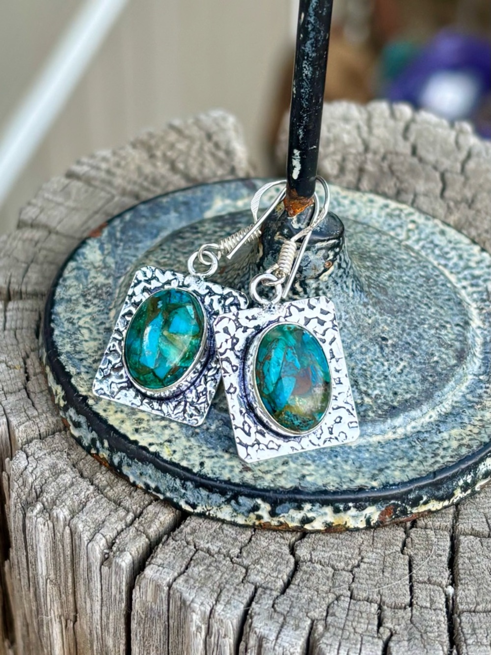 SOLD ! Chrysocolla Necklace & Earrings - Picture 13 of 16